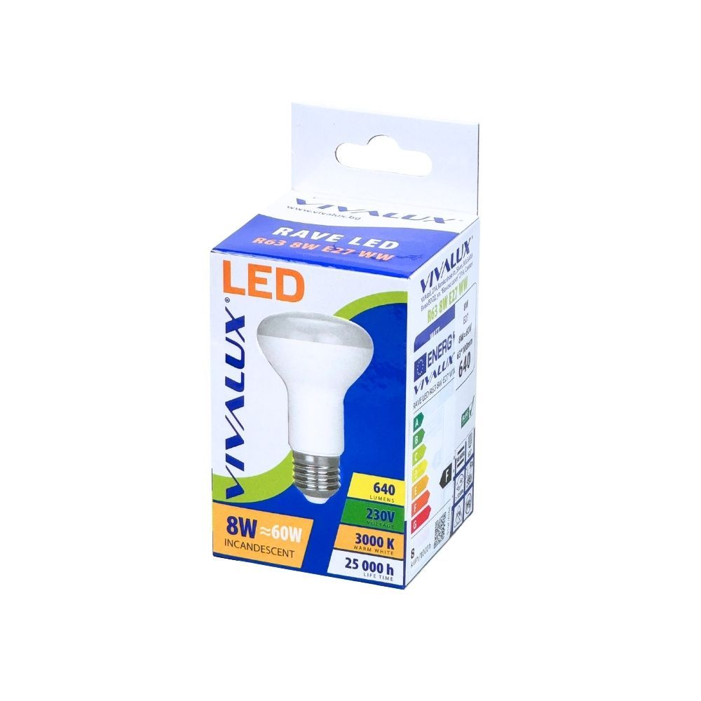 РЕФЛЕКТОРНА LED ЛАМПА RAVE LED ∙ R63 ∙ 8W ∙ 640LM ∙ E27 ∙ 3000K / 003829