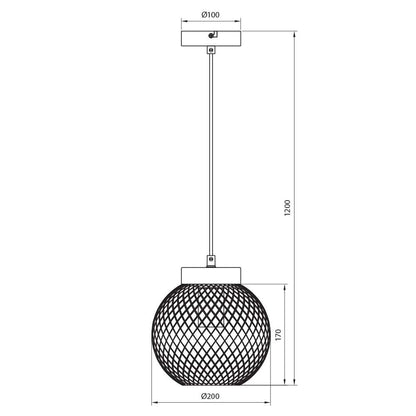 Полилей MOKA ∙ SSP961-1H ∙ 1xE27 ∙ метал+дърво ∙ мрежа ∙ черен / 005281