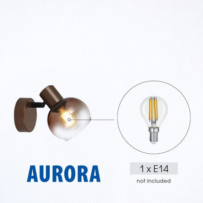 Спот AURORA ∙ SP987-1R ∙ 1xE14 ∙ метал+стъкло ∙ кафе / 005307