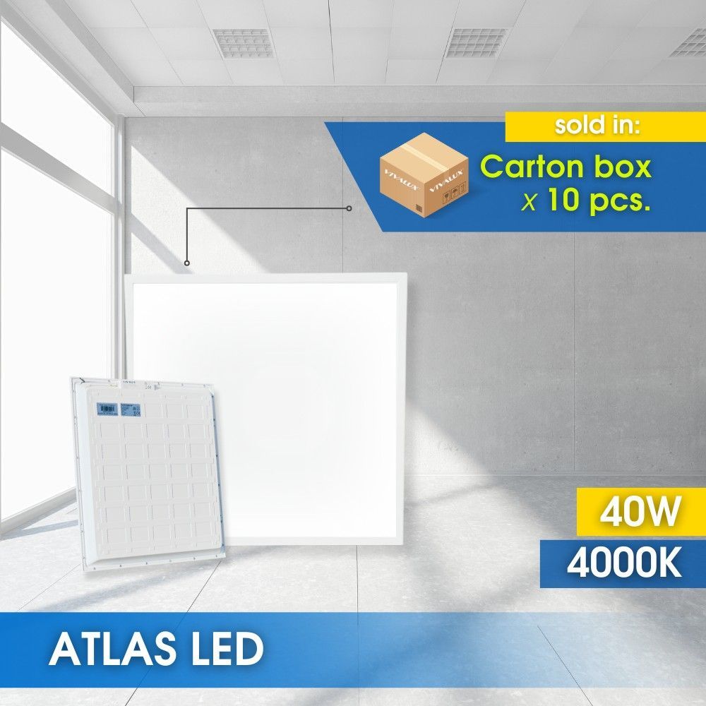 КВАДРАТЕН LED ПАНЕЛ ATLAS LED ∙ 40W ∙ 4000 LM ∙ БЯЛ ∙ 4000K ∙ 10 БР. / 005132