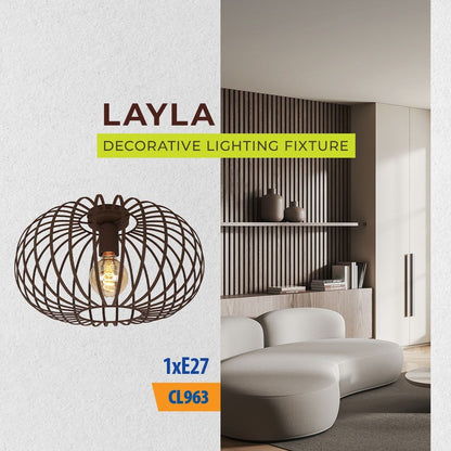 Плафон LAYLA ∙ CL963 ∙ 1xE27 ∙ метал+PVC ∙ кафявo / 005283