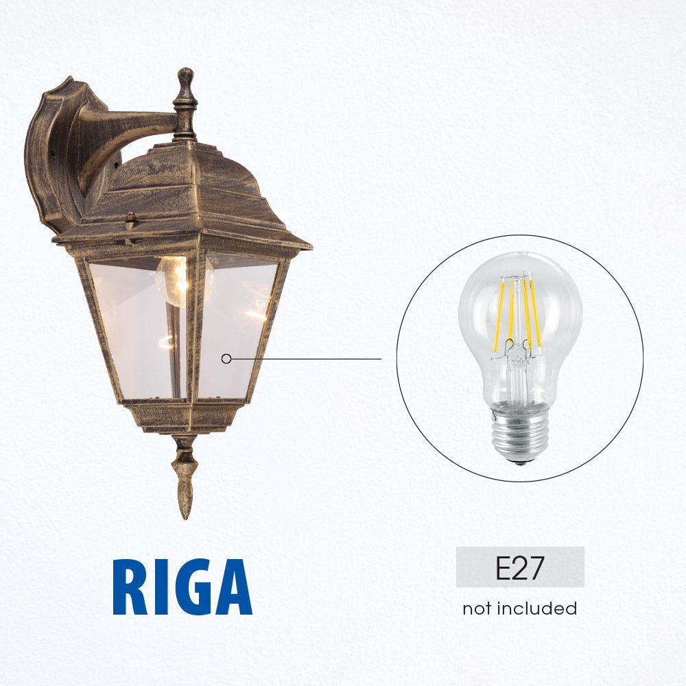 ФЕНЕР RIGA ∙ WD006 ∙ АНТИЧЕН МЕСИНГ ∙ IP44 / 004222