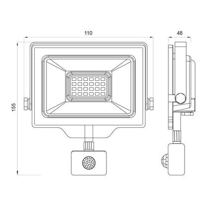 LED ПРОЖЕКТОР СЪС СЕНЗОР SHIFT LED ∙ 20W ∙ ЧЕРЕН ∙ 6400K / 004536