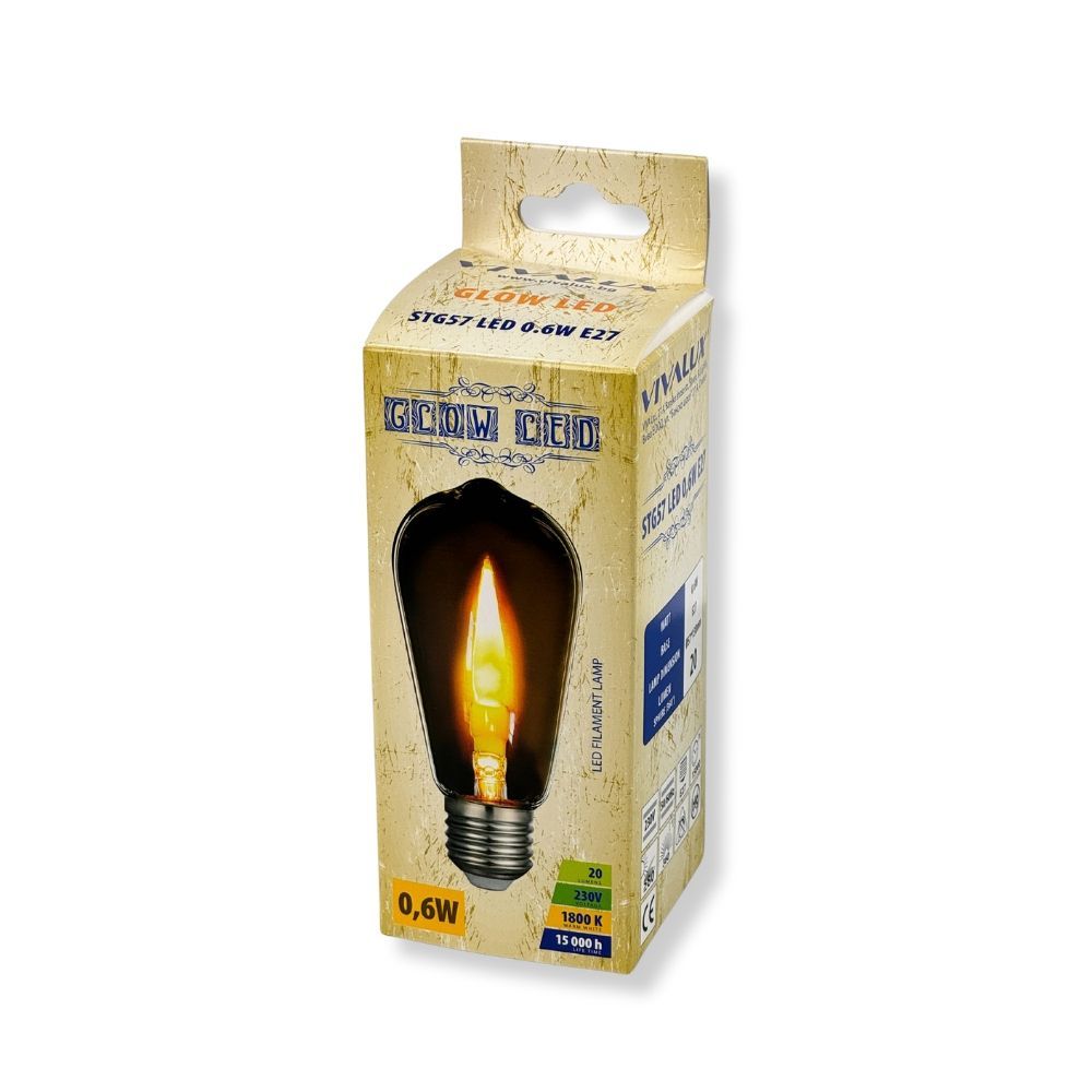 LED филамент лампа GLOW LED ∙ STG57 ∙ 0.6W ∙ 20lm ∙ E27 ∙ 1800K / 005083
