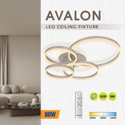 LED плафон AVALON LED ∙ 80W ∙ никел ∙ CCT ∙ 3000-4000-6400K / 005325