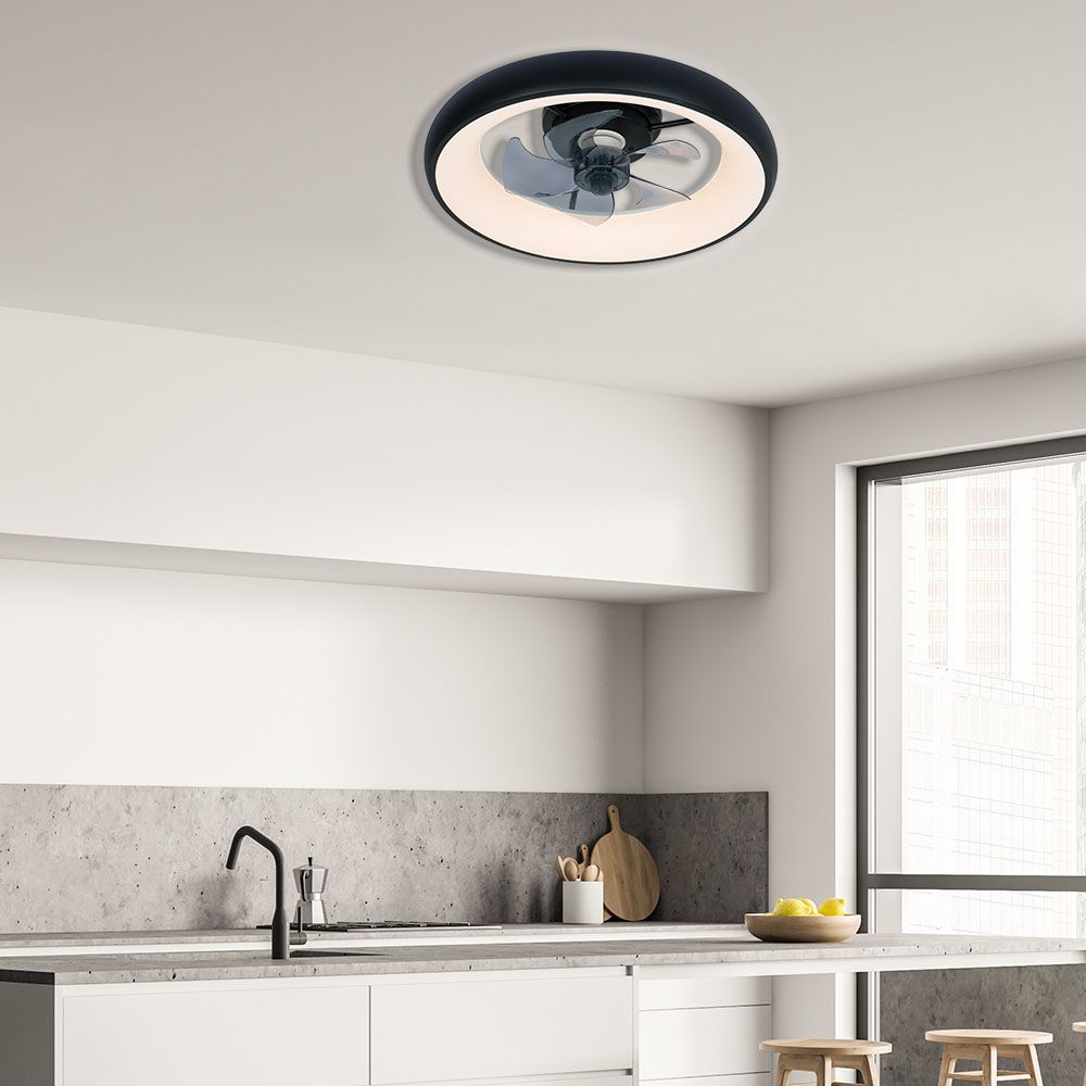 LED плафон с вентилатор KAI LED ∙ 30W ∙ черен ∙ CCT ∙ 3000K-6400K / 005337