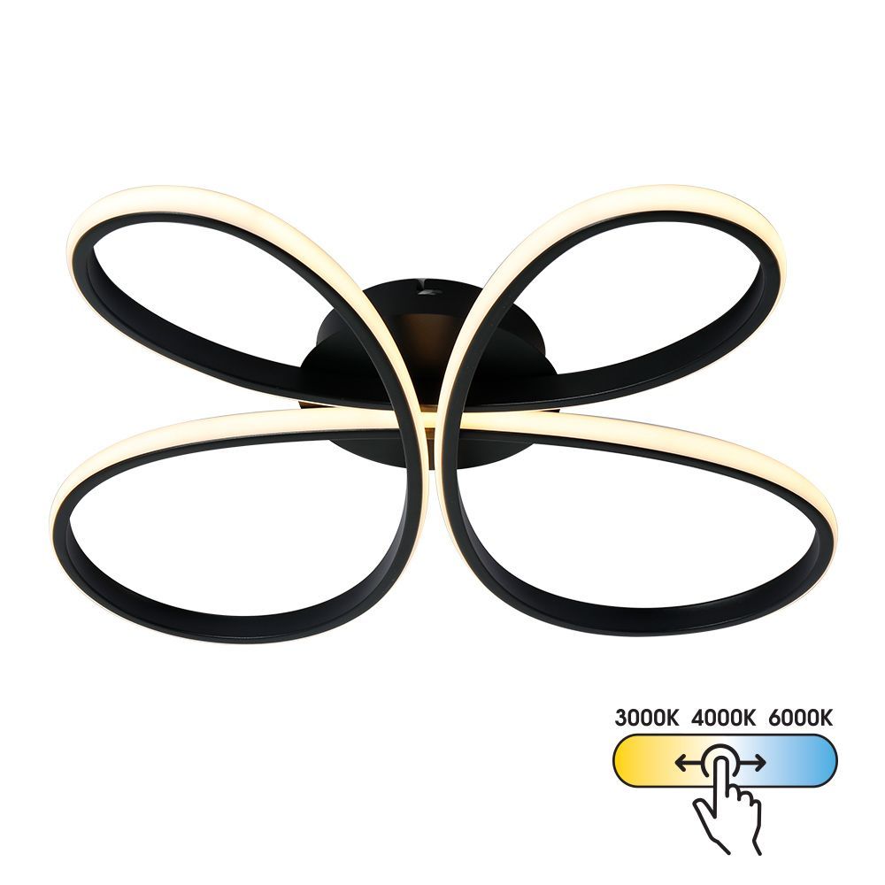 LED плафон BUTTERFLY-C LED ∙ 37W ∙ черен ∙ CCT-switch ∙ 3000-4000-6000K / 005329