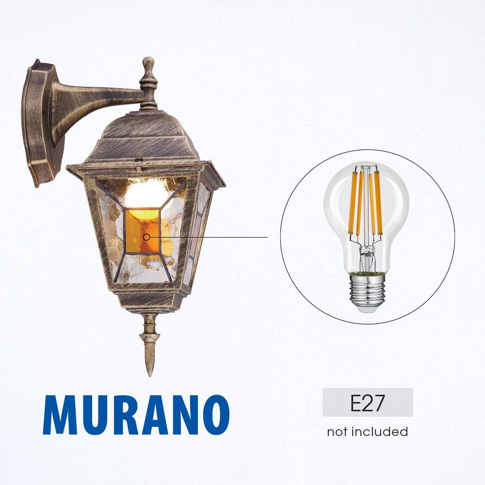 ФЕНЕР MURANO ∙ WD007 ∙ АНТИЧЕН МЕСИНГ ∙ IP44 / 004227