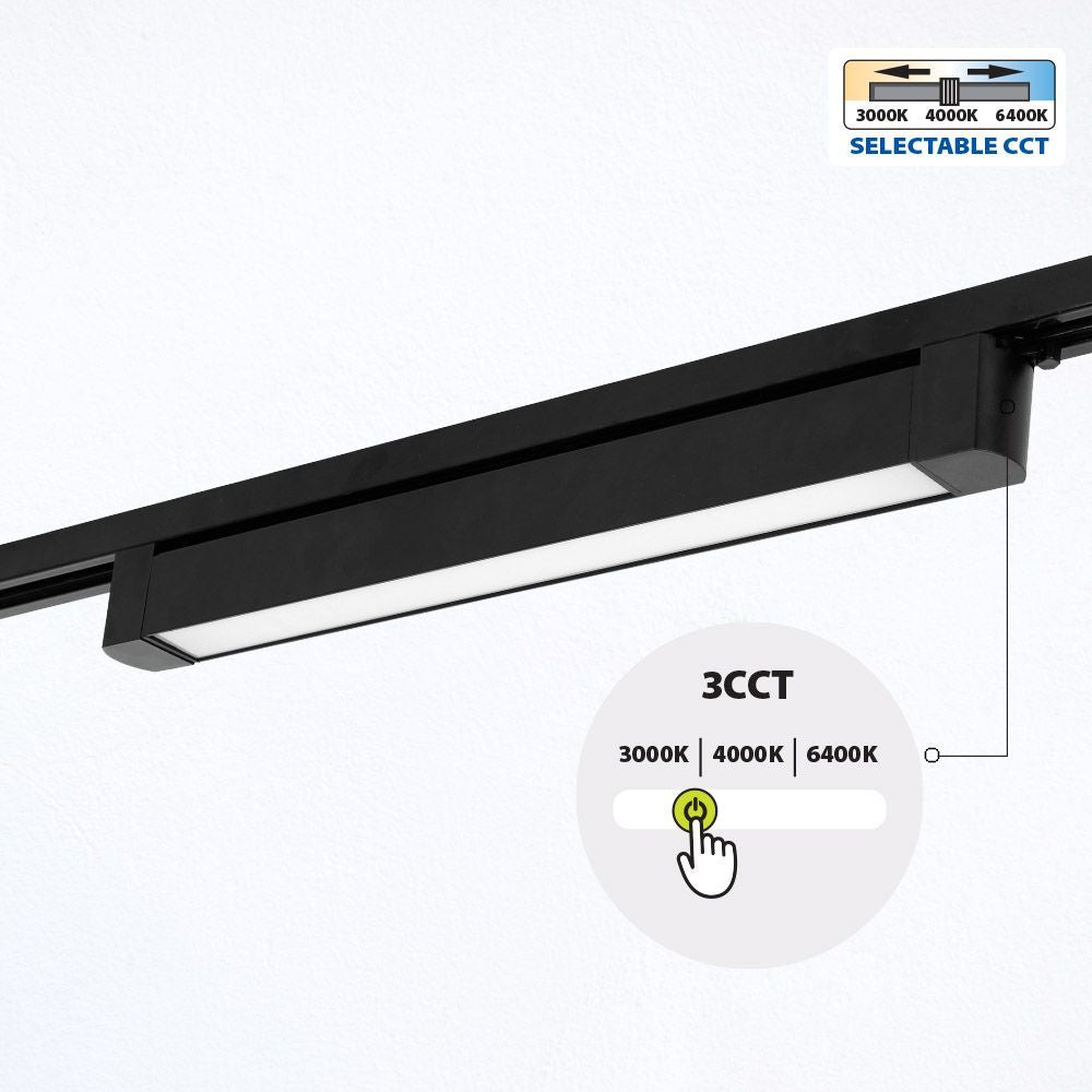 ЛИНЕЙНО LED ТЯЛО ЗА РЕЛСОВ МОНТАЖ DRAX LED ∙ 30W ∙ ЧЕРЕН ∙ CCT-SWITCH ∙ 3000K-4000K-6400K / 005208