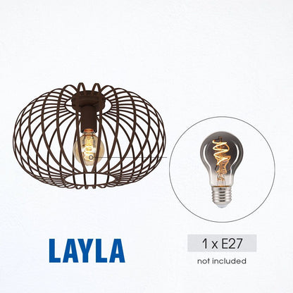 Плафон LAYLA ∙ CL963 ∙ 1xE27 ∙ метал+PVC ∙ кафявo / 005283