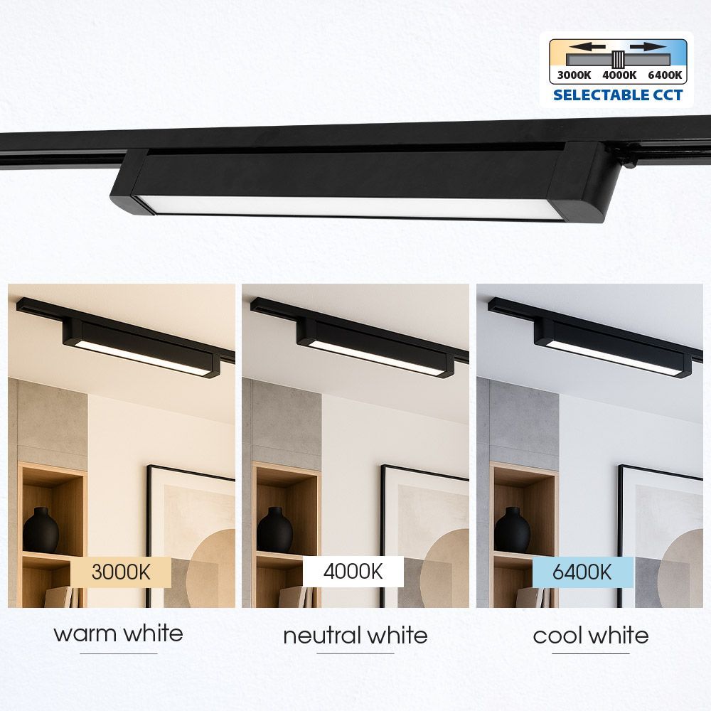 ЛИНЕЙНО LED ТЯЛО ЗА РЕЛСОВ МОНТАЖ DRAX LED ∙ 30W ∙ ЧЕРЕН ∙ CCT-SWITCH ∙ 3000K-4000K-6400K / 005208