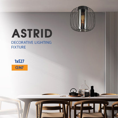 Плафон ASTRID ∙ CL967 ∙ 1xE27 ∙ метал+стъкло ∙ черен / 005287
