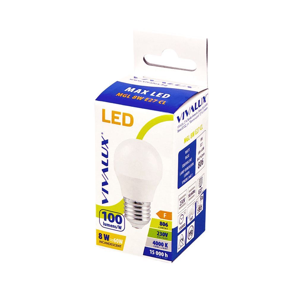 LED ЛАМПА MAX LED ∙ 8W ∙ 806LM ∙ E27 ∙ 4000K / 004463