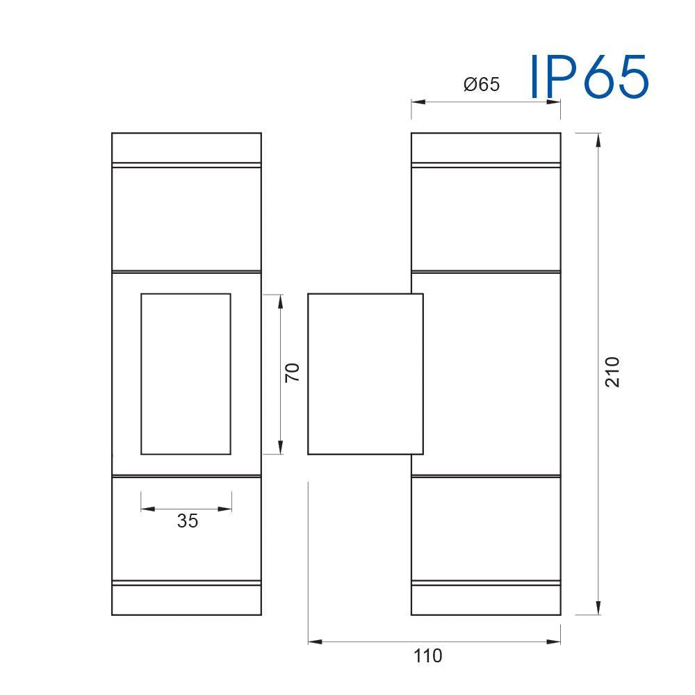 ФАСАДЕН АПЛИК BERGAMO ∙ ДВОЕН ∙ 2XGU10 ∙ ЧЕРНО ∙ IP65 / 004972