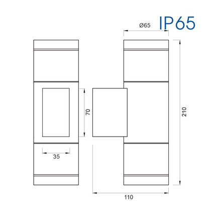 ФАСАДЕН АПЛИК BERGAMO ∙ ДВОЕН ∙ 2XGU10 ∙ ЧЕРНО ∙ IP65 / 004972