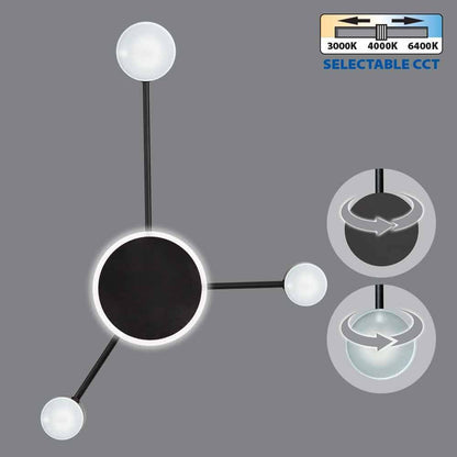 ДЕКОРАТИВНО LED ОСВЕТИТЕЛНО ТЯЛО GEMINI LED ∙ 19W ∙ ЧЕРЕН ∙ CCT-SWITCH ∙ 3000K-4000K-6400K / 004817
