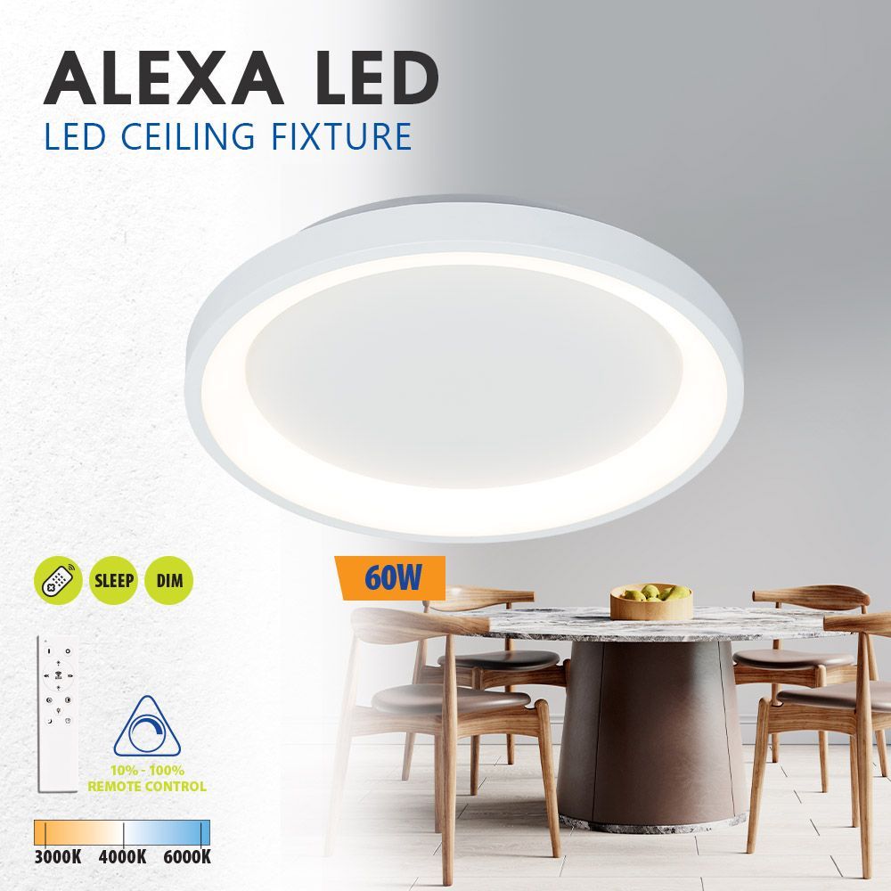 Мултифункционална LED плафониера с дистанционно ALEXA-C LED ∙ 60W ∙ бял ∙ CCT ∙ 3000-6000K /  005251