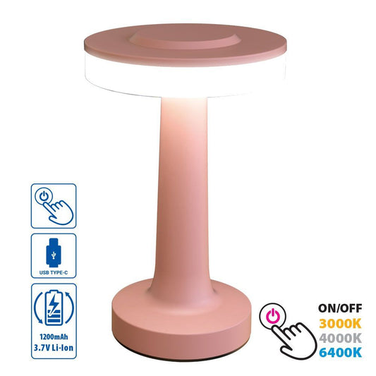 НАСТОЛНА БЕЗЖИЧНА LED ЛАМПА С АКУМУЛАТОРНА БАТЕРИЯ JULIE LED ∙ 2W ∙ ДИМИРУЕМА ∙ CCT ∙ 3000K-4000K-6400K / 005141