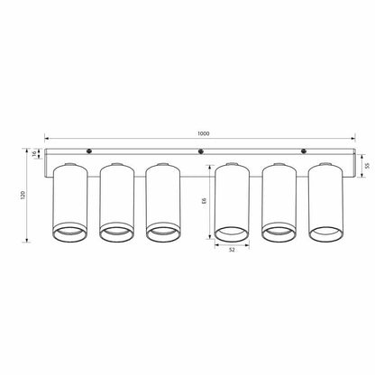 ЛИНЕЕН СПОТ ЗА ТАВАН SP716-6L BK LUX ∙ ЧЕРЕН ∙ 6XGU10 / 004568