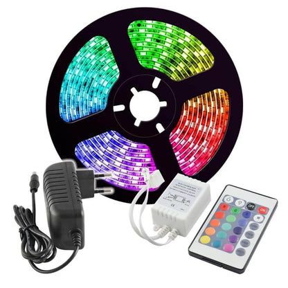 КОМПЛЕКТ RGB ЛЕНТА+ЗАХРАНВАНЕ+КОНТРОЛЕР BAGRA LED ∙ 30 SMD5050 ∙ 5М / 004497