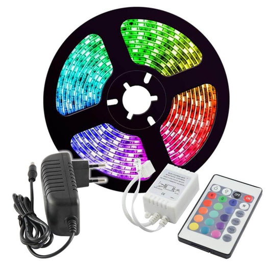 КОМПЛЕКТ RGB ЛЕНТА+ЗАХРАНВАНЕ+КОНТРОЛЕР BAGRA LED ∙ 30 SMD5050 ∙ 5М / 004497