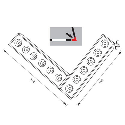 SLIM25 МАГНИТЕН LED ЪГЪЛ LEMINI LED ∙ 12W ∙ ЧЕРЕН ∙ 3000K / 004932