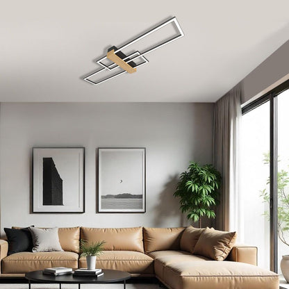 LED ПЛАФОН LUCAS LED ∙ 30W ∙ ЧЕРНО+ДЪРВО ∙ CCT ∙ 3000-4000-6400K / 005164