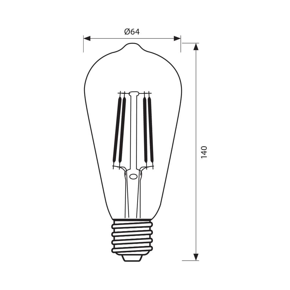 LED филамент лампа DEY VINTAGE LED ∙ DV64 ∙ 6W ∙ 550lm ∙ E27 ∙ 2700K / 003695