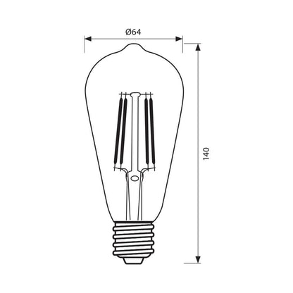 LED филамент лампа DEY VINTAGE LED ∙ DV64 ∙ 6W ∙ 550lm ∙ E27 ∙ 2700K / 003695