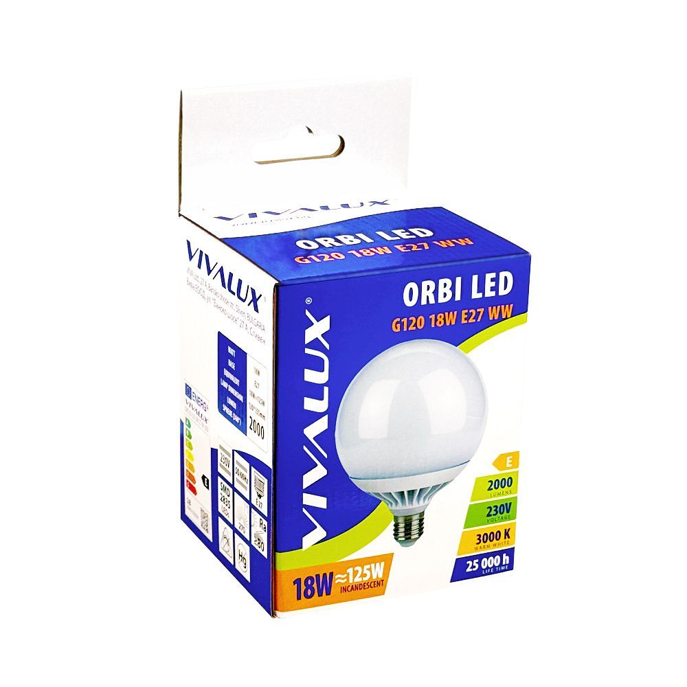 LED ЛАМПА ORBI LED ∙ G120 ∙ 18W ∙ 2000LM ∙ E27 ∙ 3000K / 003632