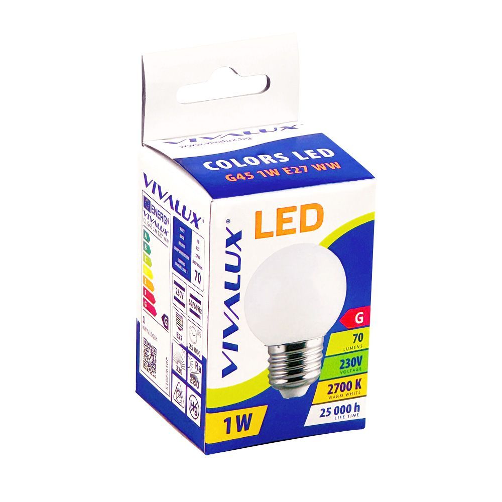 LED ЛАМПА COLORS LED ∙ G45 ∙ 1W ∙ 70LM ∙ E27 ∙ 2700K / 003609