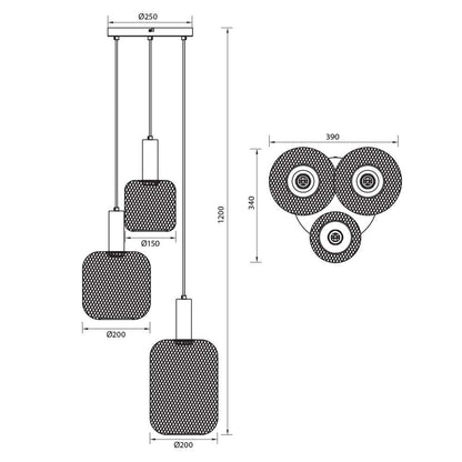 Полилей ELINOR ∙ SSP951-R3H ∙ 3хЕ27 ∙ метал+PVC ∙ мрежа ∙ бежов /  005271