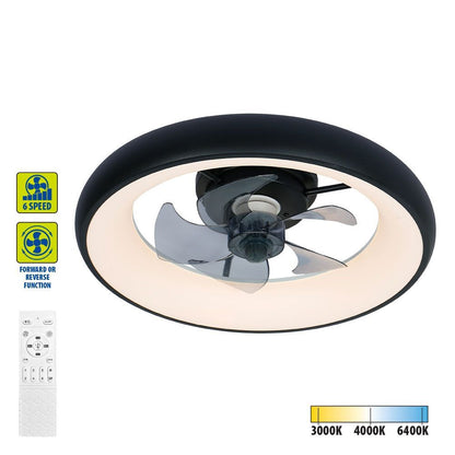 LED плафон с вентилатор KAI LED ∙ 30W ∙ черен ∙ CCT ∙ 3000K-6400K / 005337
