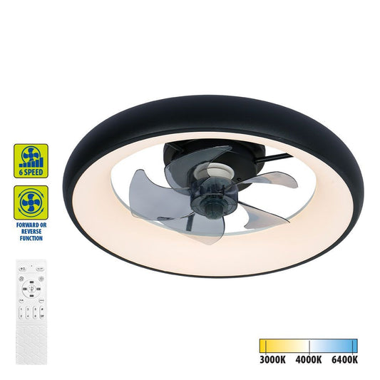 LED плафон с вентилатор KAI LED ∙ 30W ∙ черен ∙ CCT ∙ 3000K-6400K / 005337