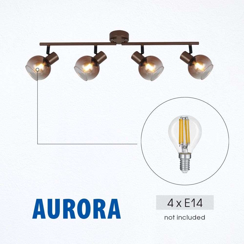 Спот AURORA ∙ SP989-4L ∙ 4xE14 ∙ метал+стъкло ∙ кафе / 005309