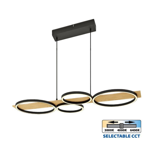 LED ПОЛИЛЕЙ MATTEO-P LED ∙ 38W ∙ ЧЕРНО+ДЪРВО ∙ CCT ∙ 3000-4000-6400K /005160