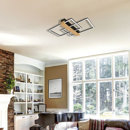 LED ПЛАФОН LUCAS LED ∙ 36W ∙ ЧЕРНО+ДЪРВО ∙ CCT ∙ 3000-4000-6400K / 005163