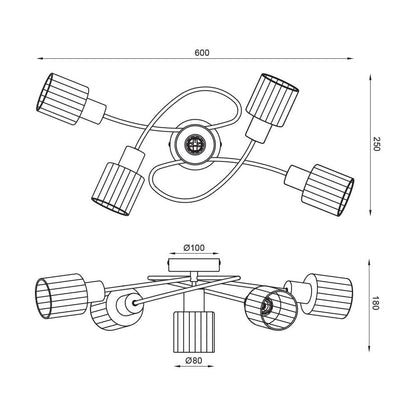 Плафон LUDVIG ∙ CL980-5C ∙ 5хЕ14 ∙ метал+стъкло ∙ черен / 005300
