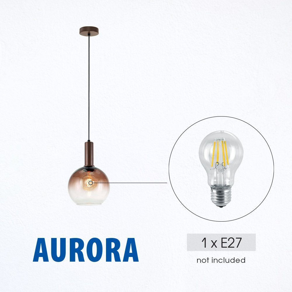Полилей AURORA ∙ SSP984-1H ∙ 1хE27 ∙ метал+стъкло ∙ кафе / 005304