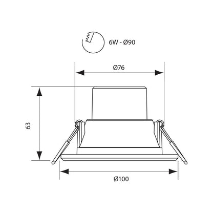 ВЛАГОЗАЩИТЕНА LED ЛУНА ЗА ВГРАЖДАНЕ TOP LED ∙ 6W ∙ БЯЛ ∙ 4000K / 003550