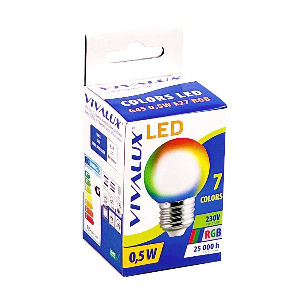 LED ЛАМПА COLORS LED ∙ G45 ∙ 0.5W ∙ E27 ∙ RGB / 003543