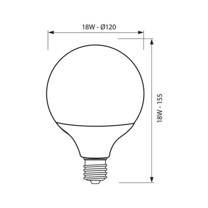 LED ЛАМПА ORBI LED ∙ G120 ∙ 18W ∙ 2000LM ∙ E27 ∙ 3000K / 003632