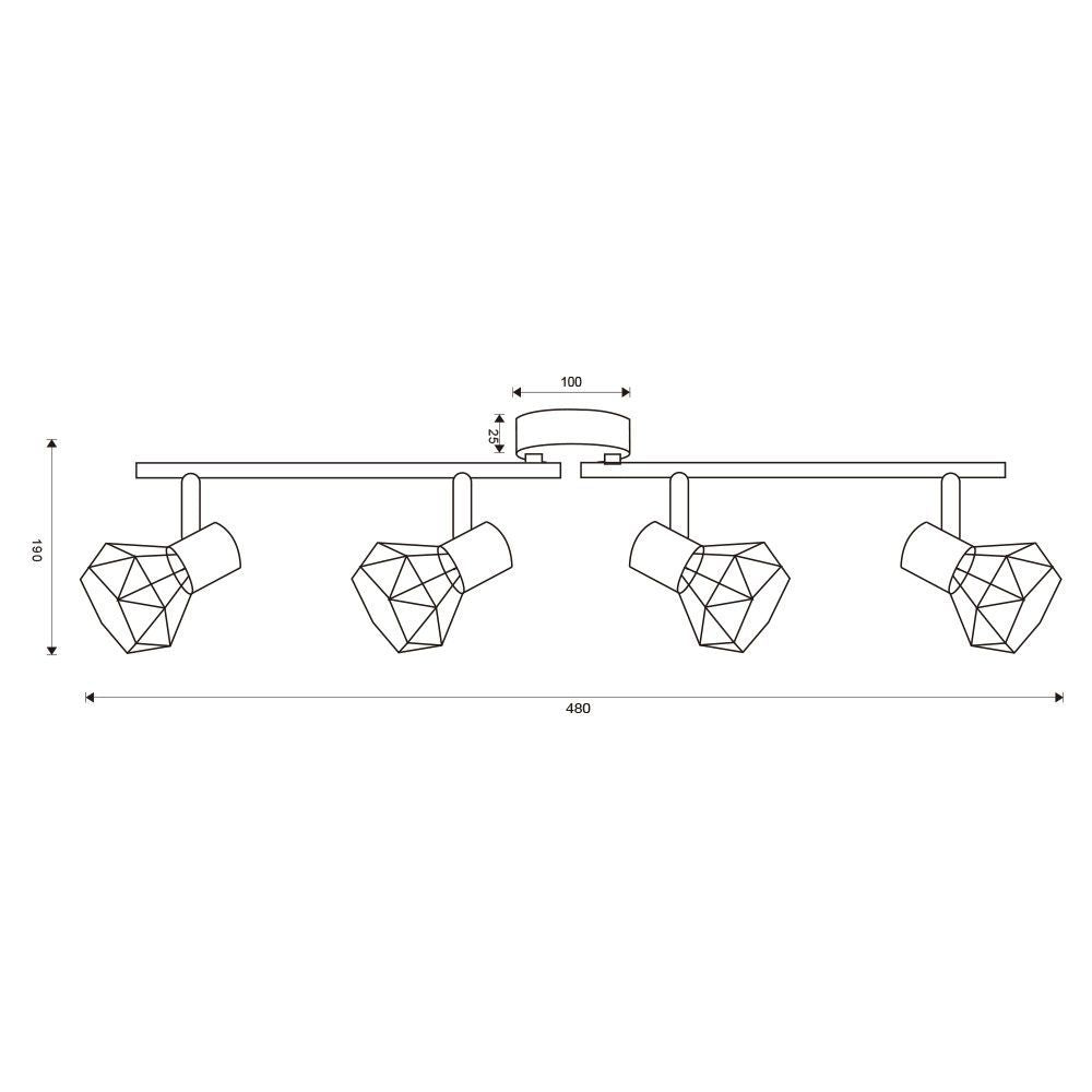 ЛИНЕЕН СПОТ ANEKE ∙ SP776 ∙ ПОДВИЖНИ РАМЕНА ∙ 4XE14 ∙ ЧЕРЕН / 005025