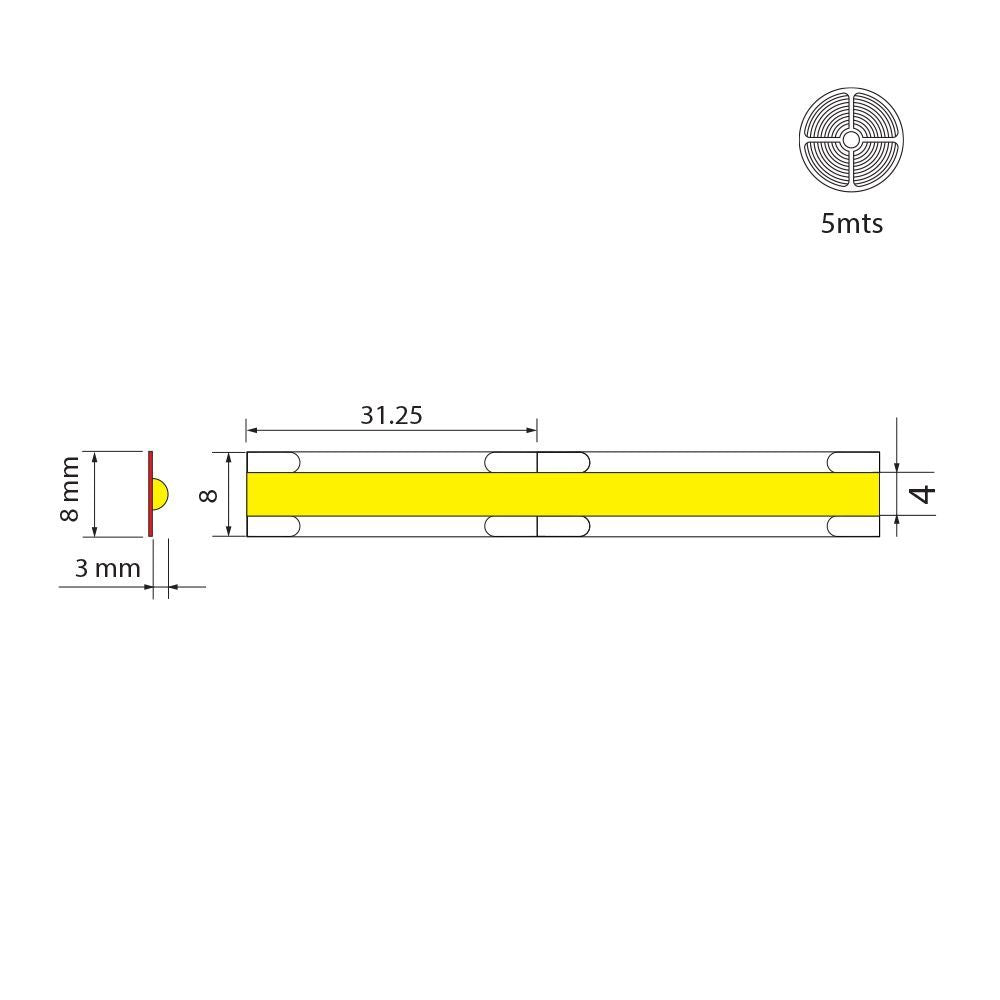 LED лента DOBI LED ∙ 192 SCOB ∙ 24VDC ∙ 3000K ∙ 5 м / 005242