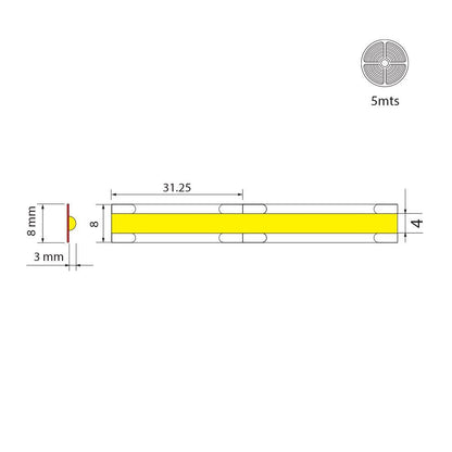 LED лента DOBI LED ∙ 192 SCOB ∙ 24VDC ∙ 3000K ∙ 5 м / 005242