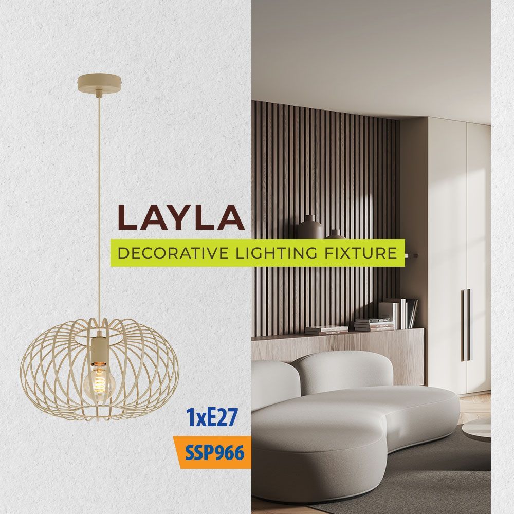 Полилей LAYLA ∙ SSP966-1H ∙ 1xE27 ∙ метал+PVC ∙ бежово / 005286