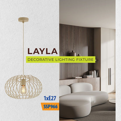 Полилей LAYLA ∙ SSP966-1H ∙ 1xE27 ∙ метал+PVC ∙ бежово / 005286