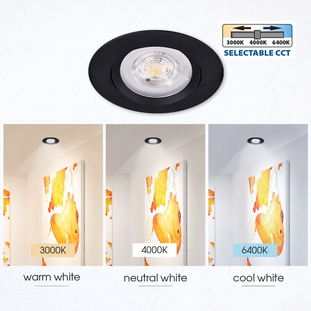 КРЪГЛА LED ЛУНА ЗА ВГРАЖДАНЕ RAYA LED ∙ 5W ∙ ЧЕРНА ∙ CCT-SWITCH ∙ 3000K-4000K-6400K / 005138