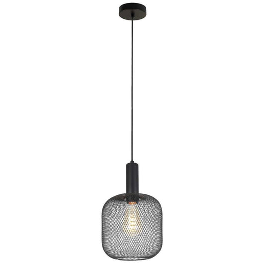 Полилей ELINOR ∙ SSP954-1H ∙ 1xE27 ∙ метал+PVC ∙ мрежа ∙ черен / 005274