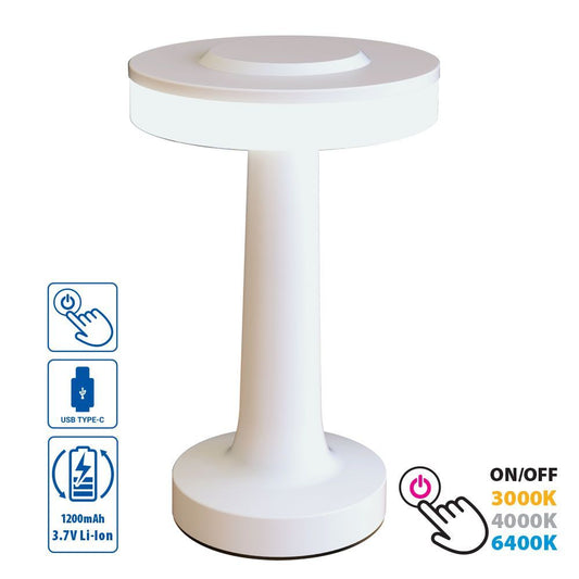 НАСТОЛНА БЕЗЖИЧНА LED ЛАМПА С АКУМУЛАТОРНА БАТЕРИЯ JULIE LED ∙ 2W ∙ ДИМИРУЕМА ∙ CCT ∙ 3000K-4000K-6400K / 005139